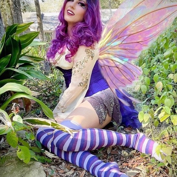 Purple Striped Thigh Highs - Picture 1 of 2